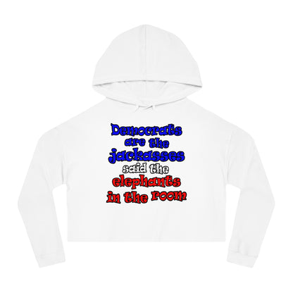 donkeys and elephants - Women’s Cropped Hooded Sweatshirt