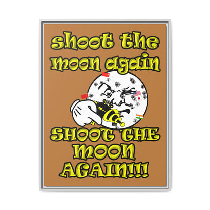 shoot the moon again - framed canvas art (light brown)
