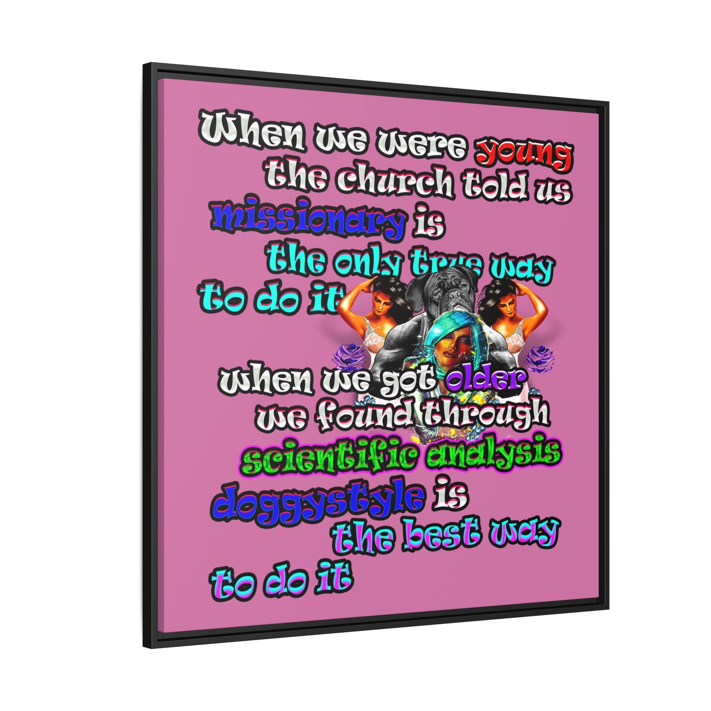 doggystyle - framed canvas art (light pink)