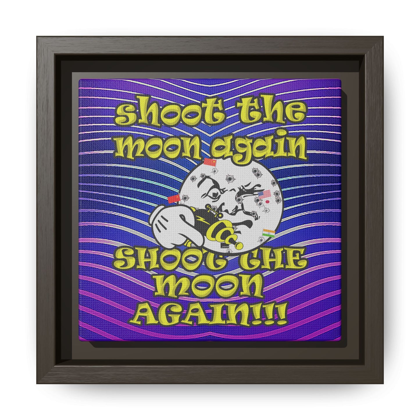 shoot the moon again - framed canvas art (purple wave)