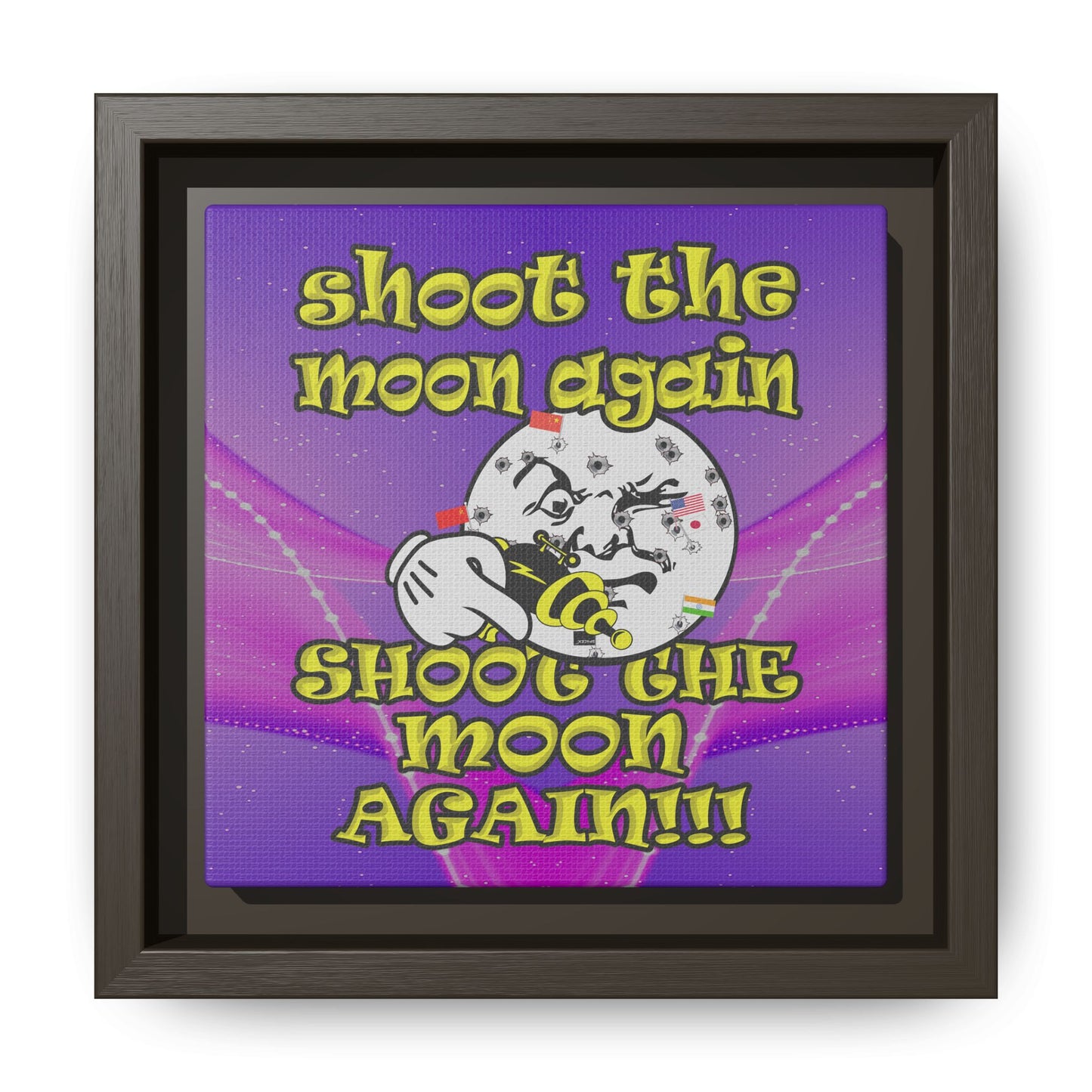 shoot the moon again - framed canvas art (purple-pink wave)