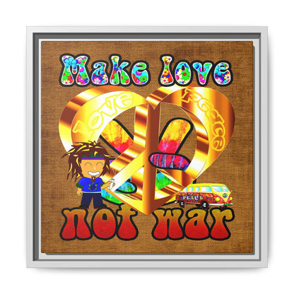 love peace - framed canvas art (brown papyrus)