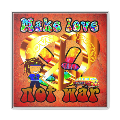 love peace - framed canvas art (burnt orange)