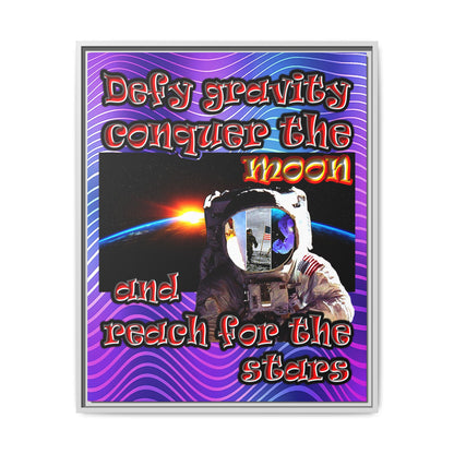 defy conquer reach - framed canvas art (purple wave)