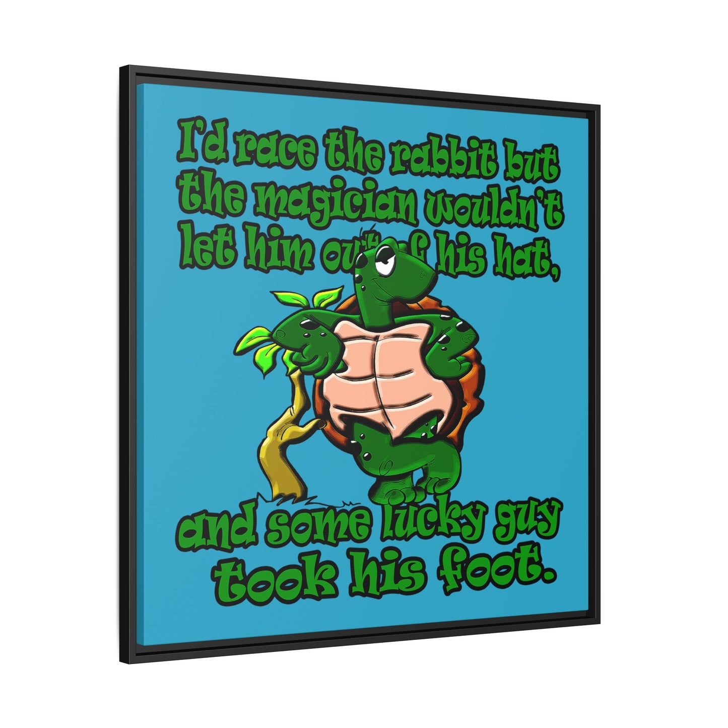 turtle race - framed canvas art (turquoise)