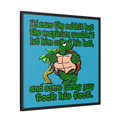 turtle race - framed canvas art (turquoise)
