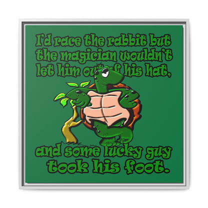 turtle race - framed canvas art (dark green)