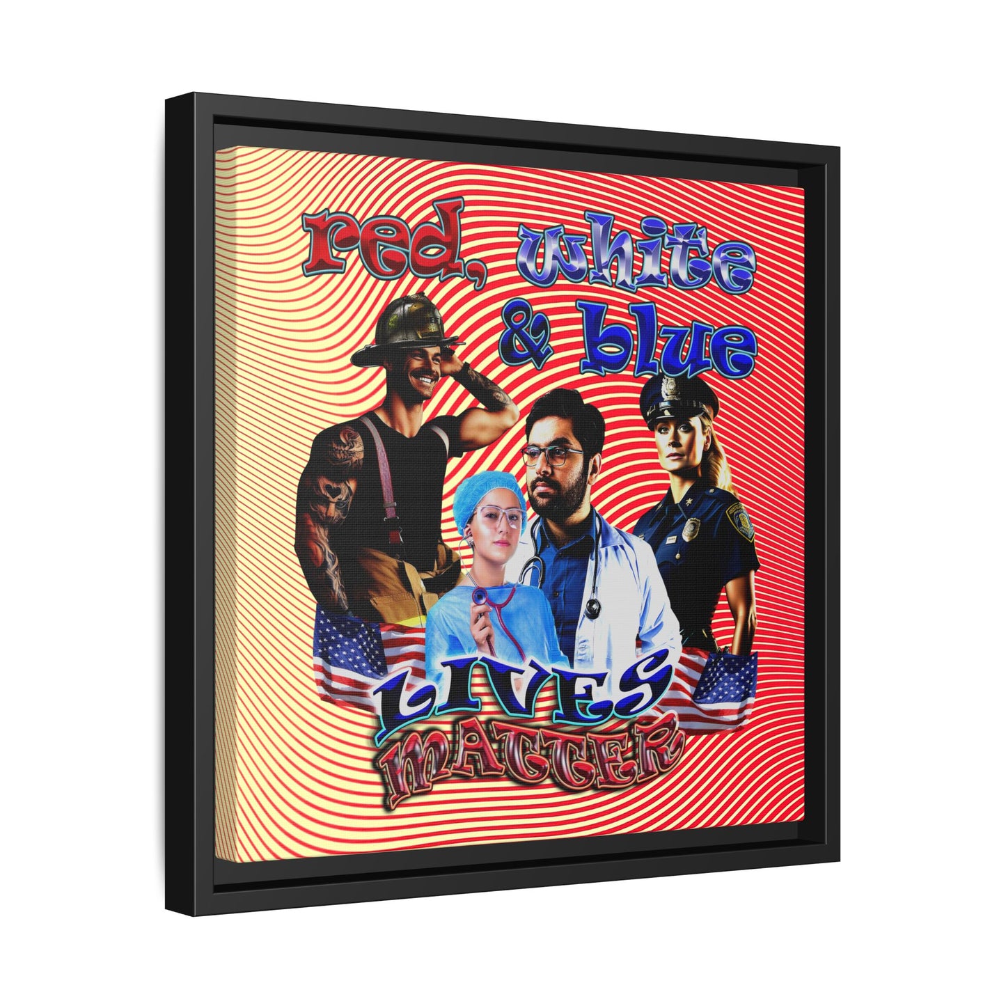 rw&b lives matter - framed canvas art (yellow-orange wave)
