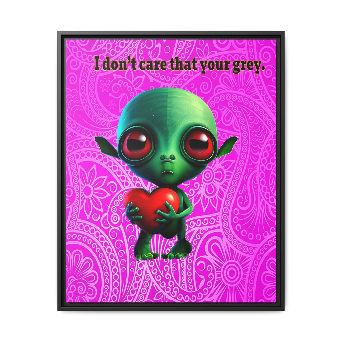 I don't care that your grey - framed canvas art (pink swirl)
