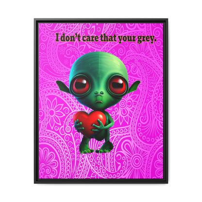 I don't care that your grey - framed canvas art (pink swirl)
