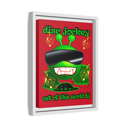 disc jockey - framed canvas art (dark red)