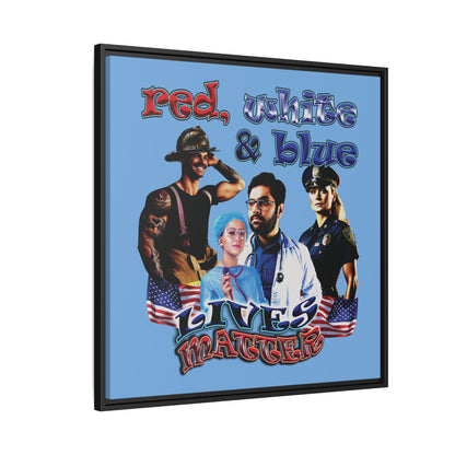 rw&b lives matter - framed canvas art (light blue)