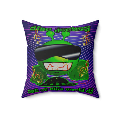 disc jockey - Faux Suede Square Pillow - (purple wave)