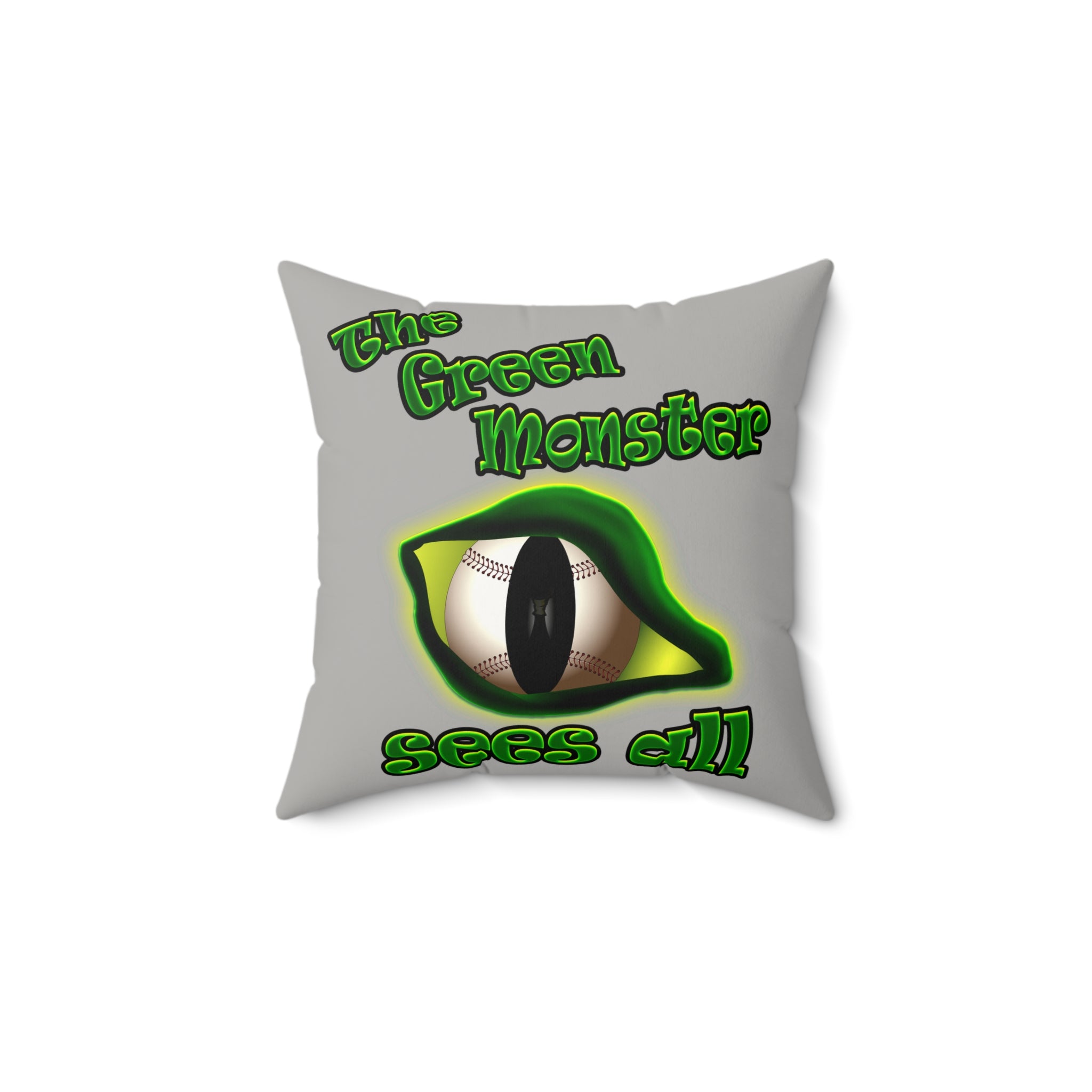 green monster - Faux Suede Square Pillow - (light grey)
