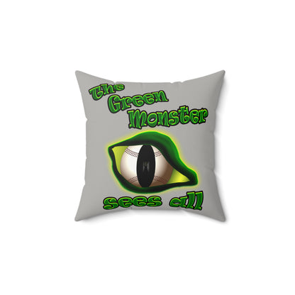 green monster - Faux Suede Square Pillow - (light grey)