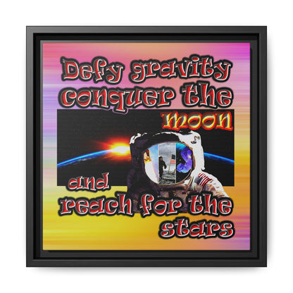 defy conquer reach - framed canvas art (color blur)