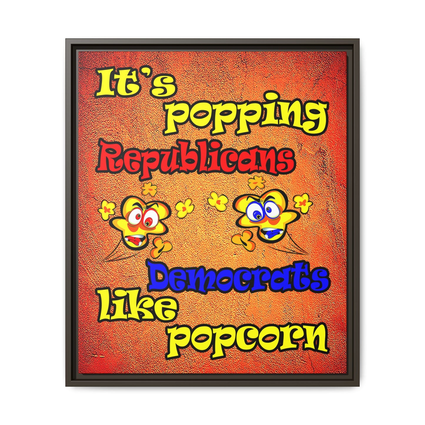 popping like popcorn - framed canvas art (burnt orange)