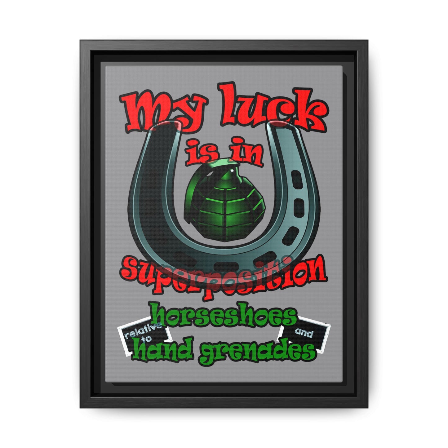 my luck - framed canvas art (grey)