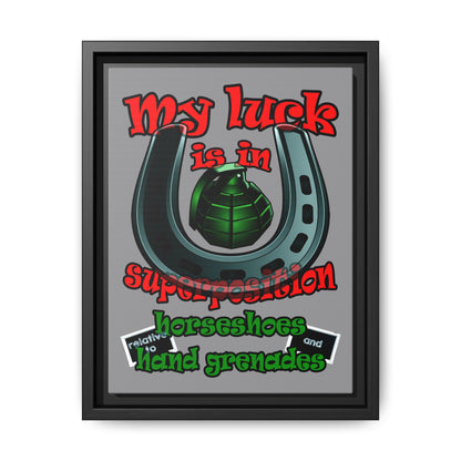 my luck - framed canvas art (grey)