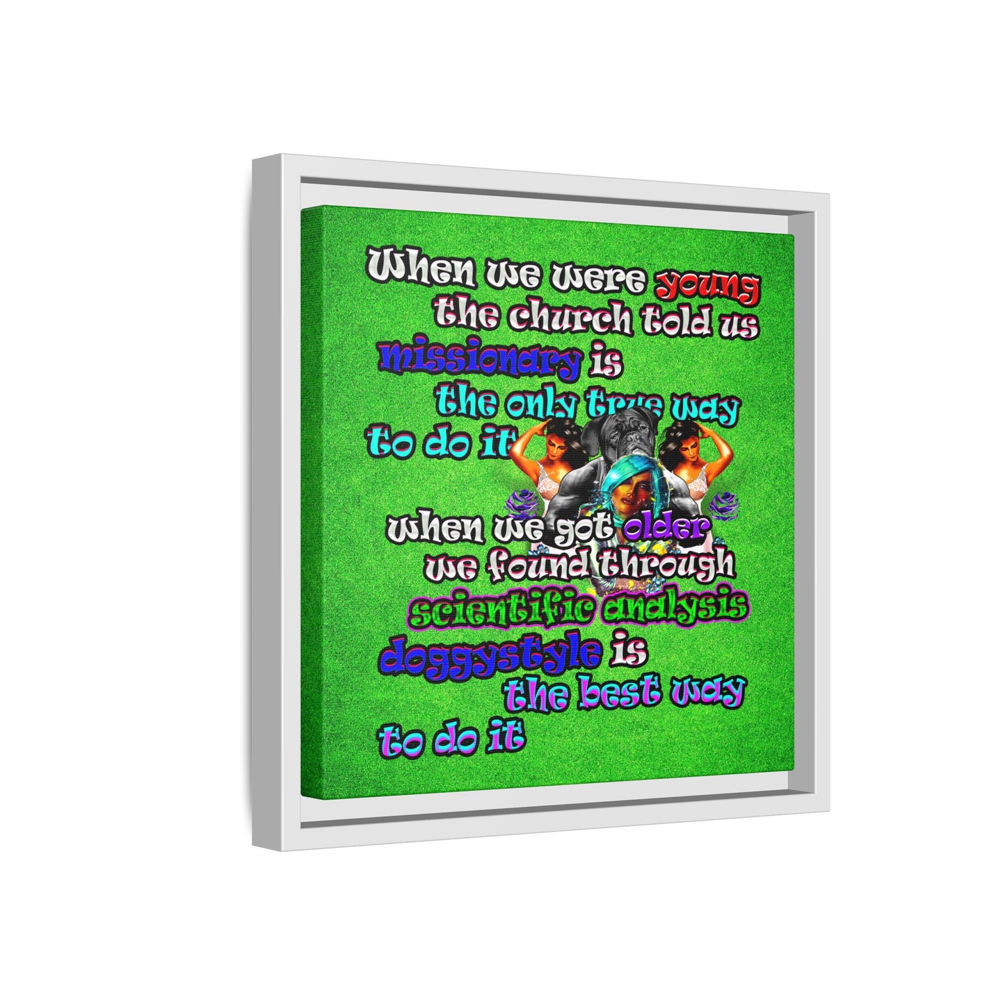 doggystyle - framed canvas art (green turf)