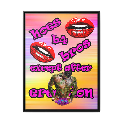 hoes b4 bros - framed canvas art (color blur)