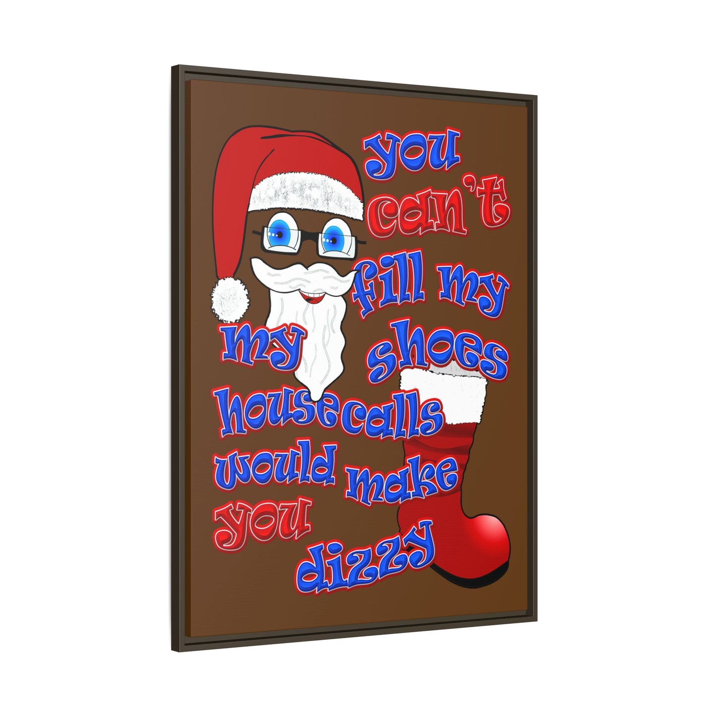 santa's shoes - framed canvas art (brown)