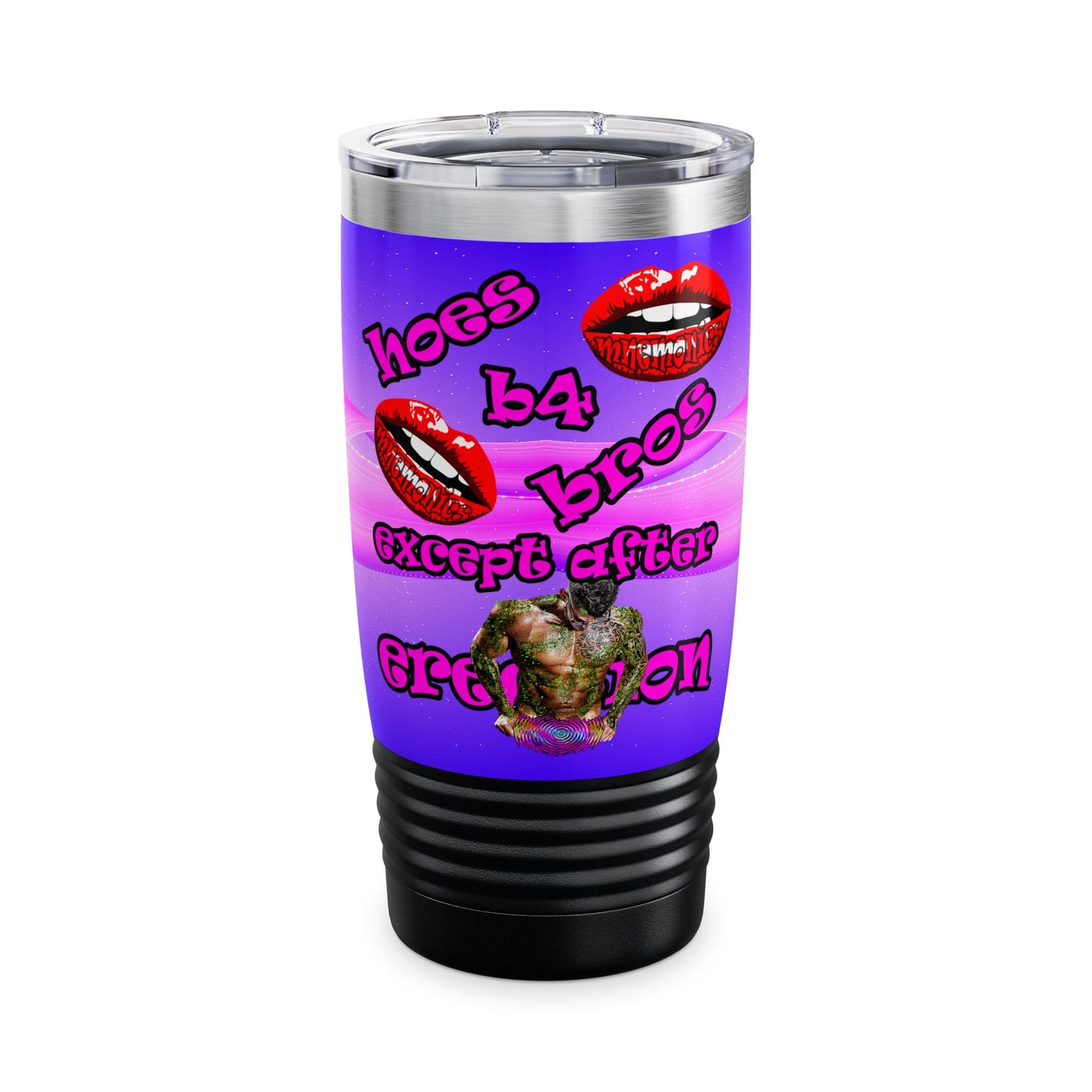 hoes b4 bros - Ringneck Tumbler, 20oz (purple-pink wave)