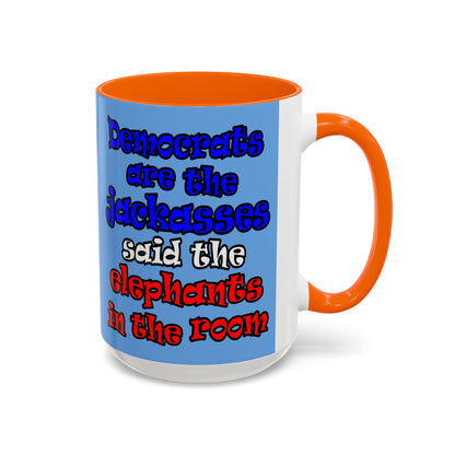 donkeys and elephants - Accent Mug (light blue)