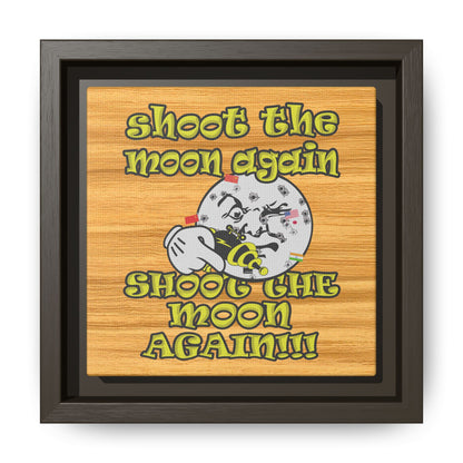 shoot the moon again - framed canvas art (butterscotch wood finish)