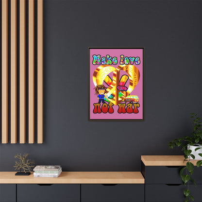 love peace - framed canvas art (light pink)