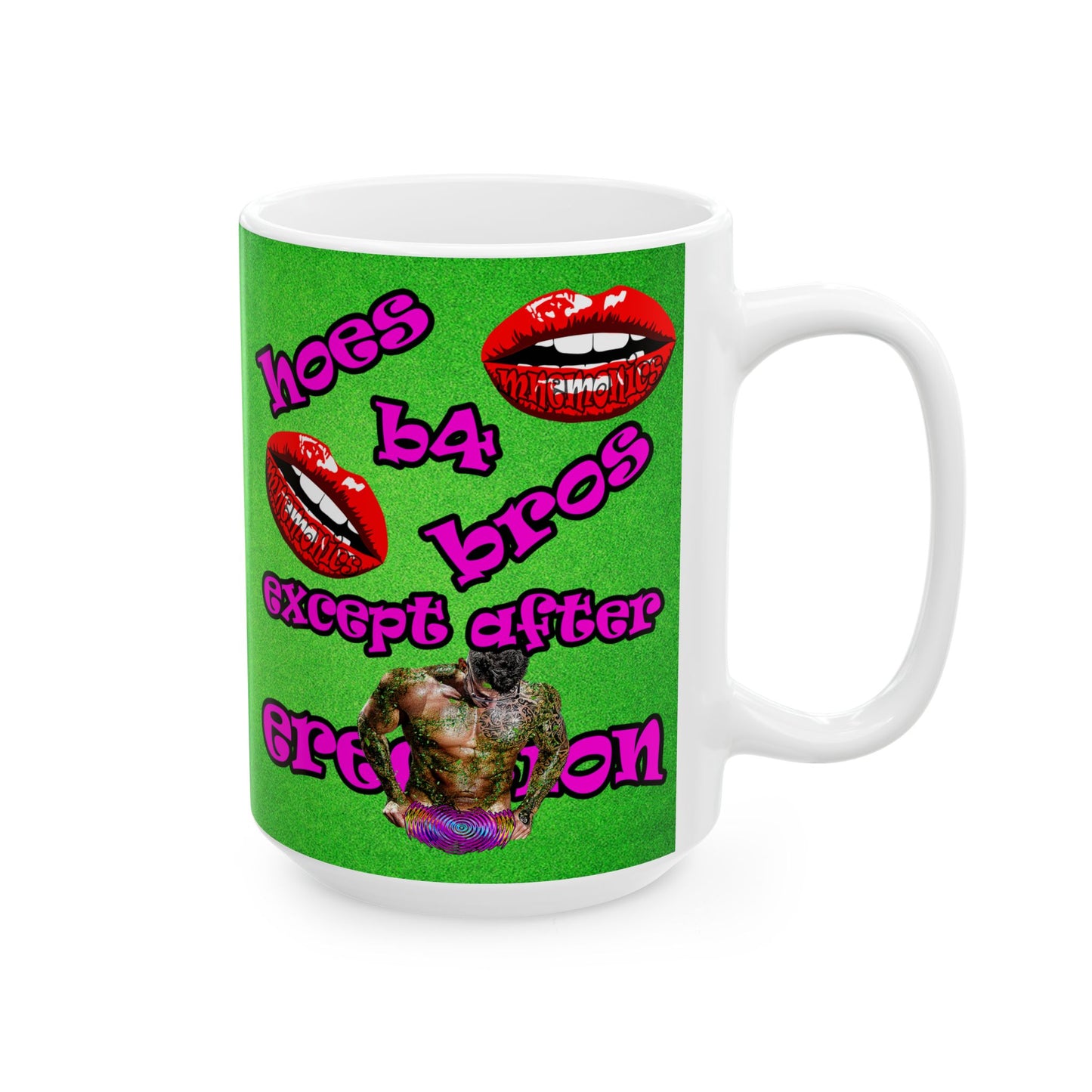 hoes b4 bros - White Mug (green turf)
