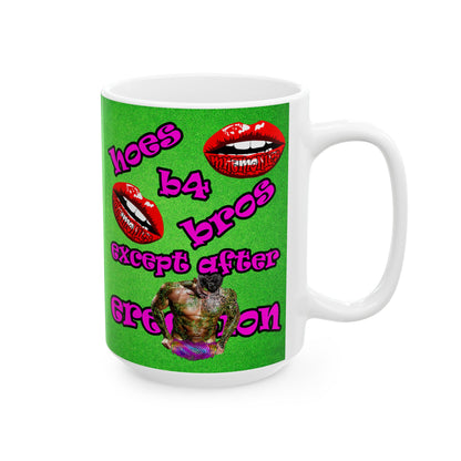 hoes b4 bros - White Mug (green turf)