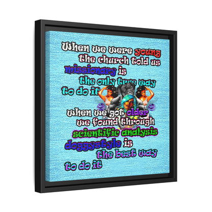 doggystyle - framed canvas art (faded blue)