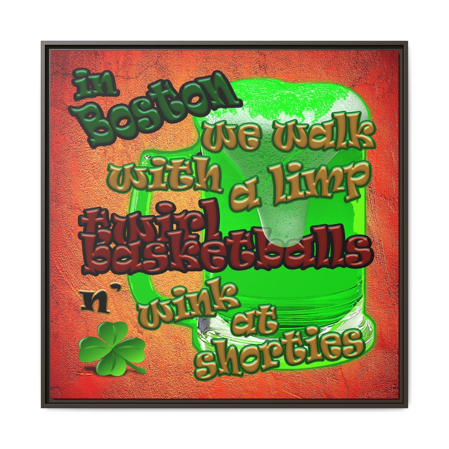 celtics logo - framed canvas art (burnt orange)