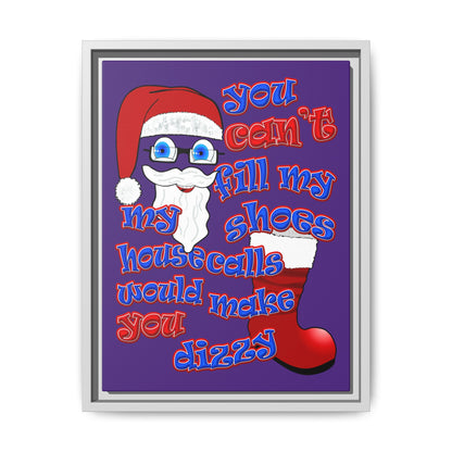 santa's shoes - framed canvas art (purple)