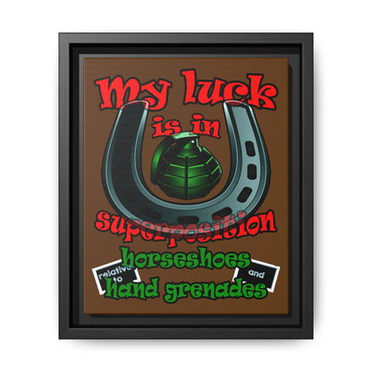 my luck - framed canvas art (brown)