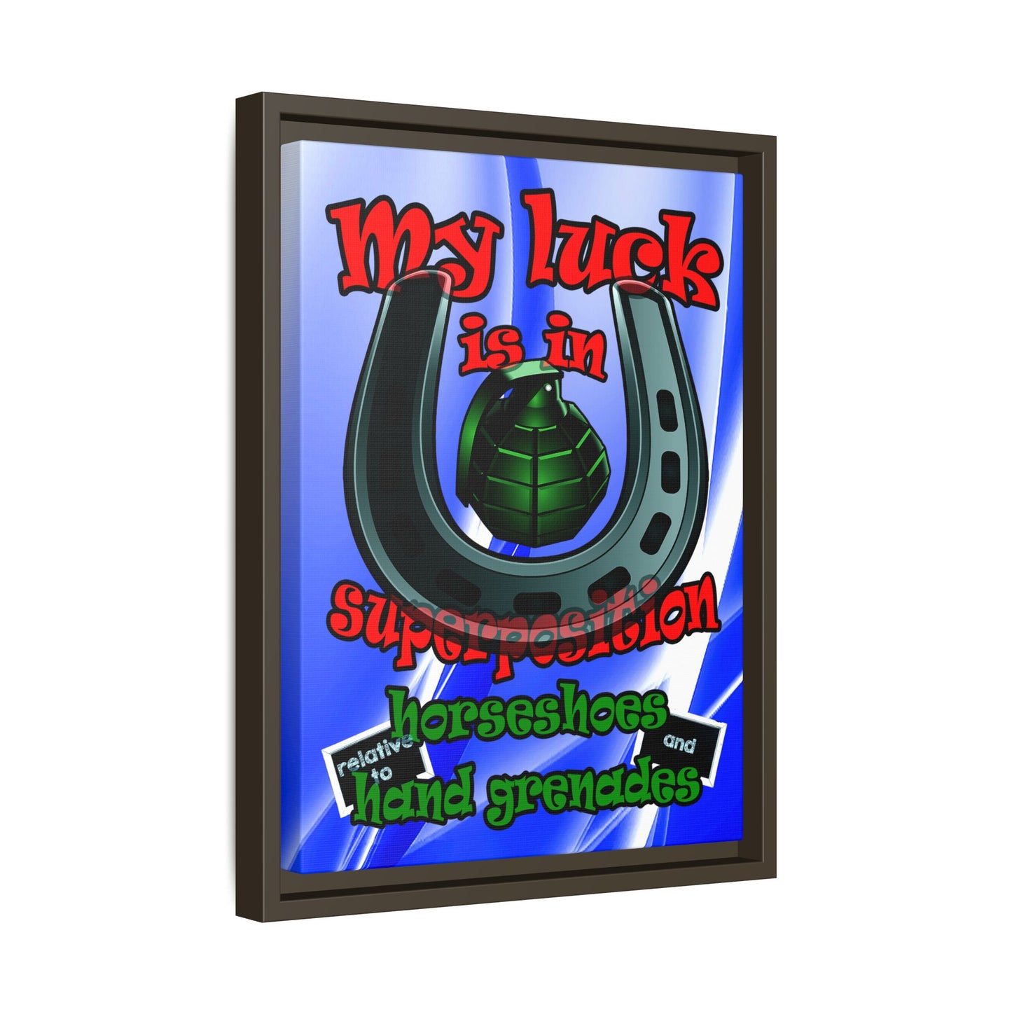 my luck - framed canvas art (blue-white wave)