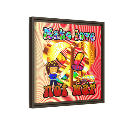 love peace - framed canvas art (yellow-orange wave)