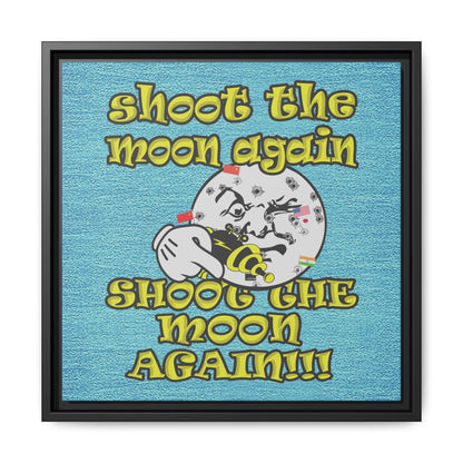 shoot the moon again - framed canvas art (faded blue)