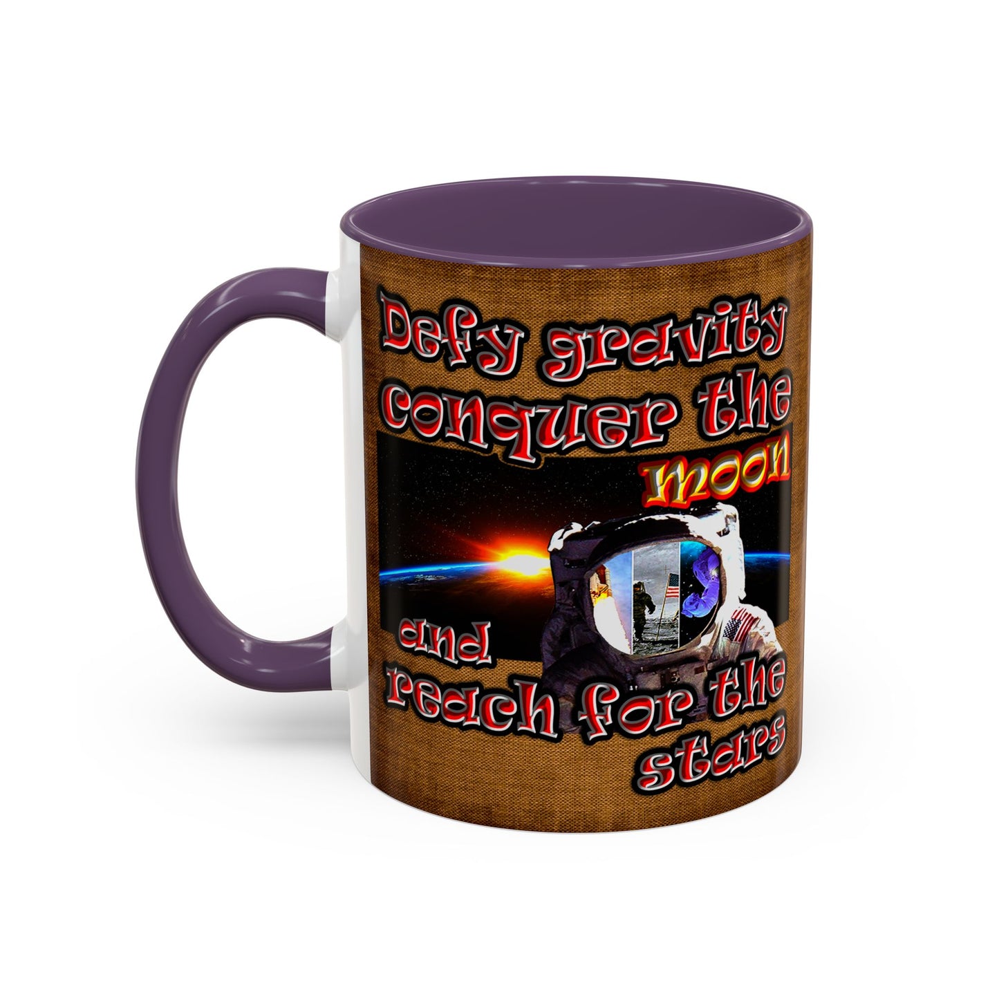 defy conquer reach - Accent Mug (brown papyrus)
