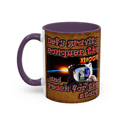 defy conquer reach - Accent Mug (brown papyrus)