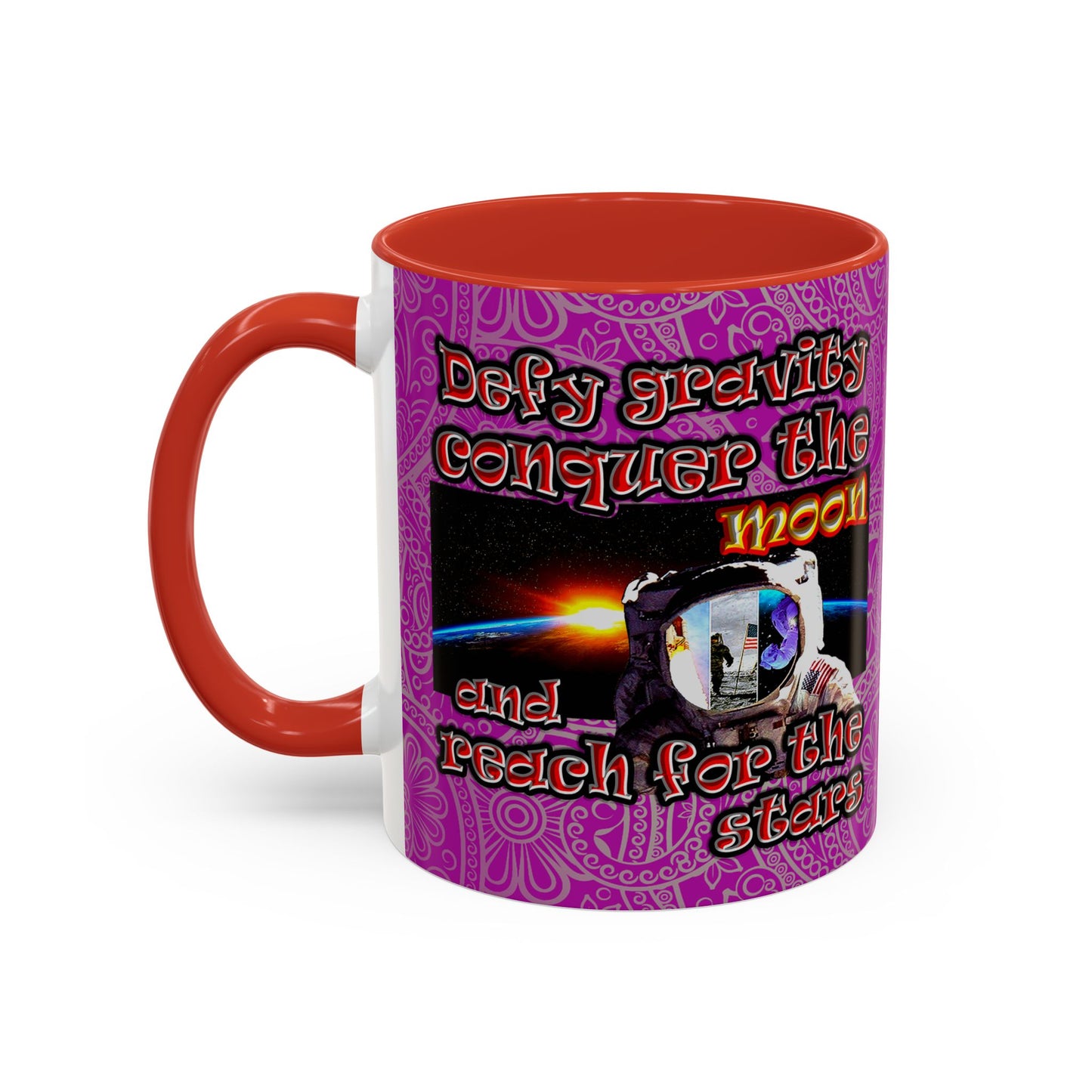 defy conquer reach - Accent Mug (pink swirl)