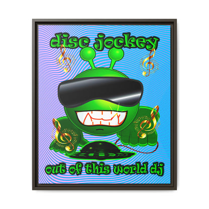 disc jockey - framed canvas art (light blue-purple wave)