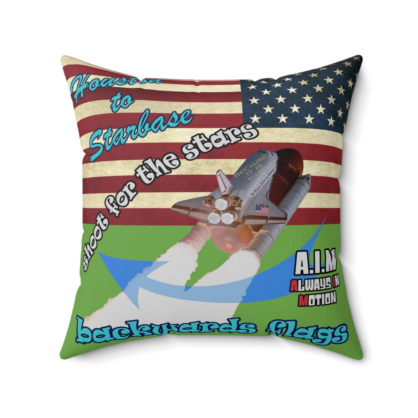 shoot for the stars - Spun Polyester Square Pillow - (green)