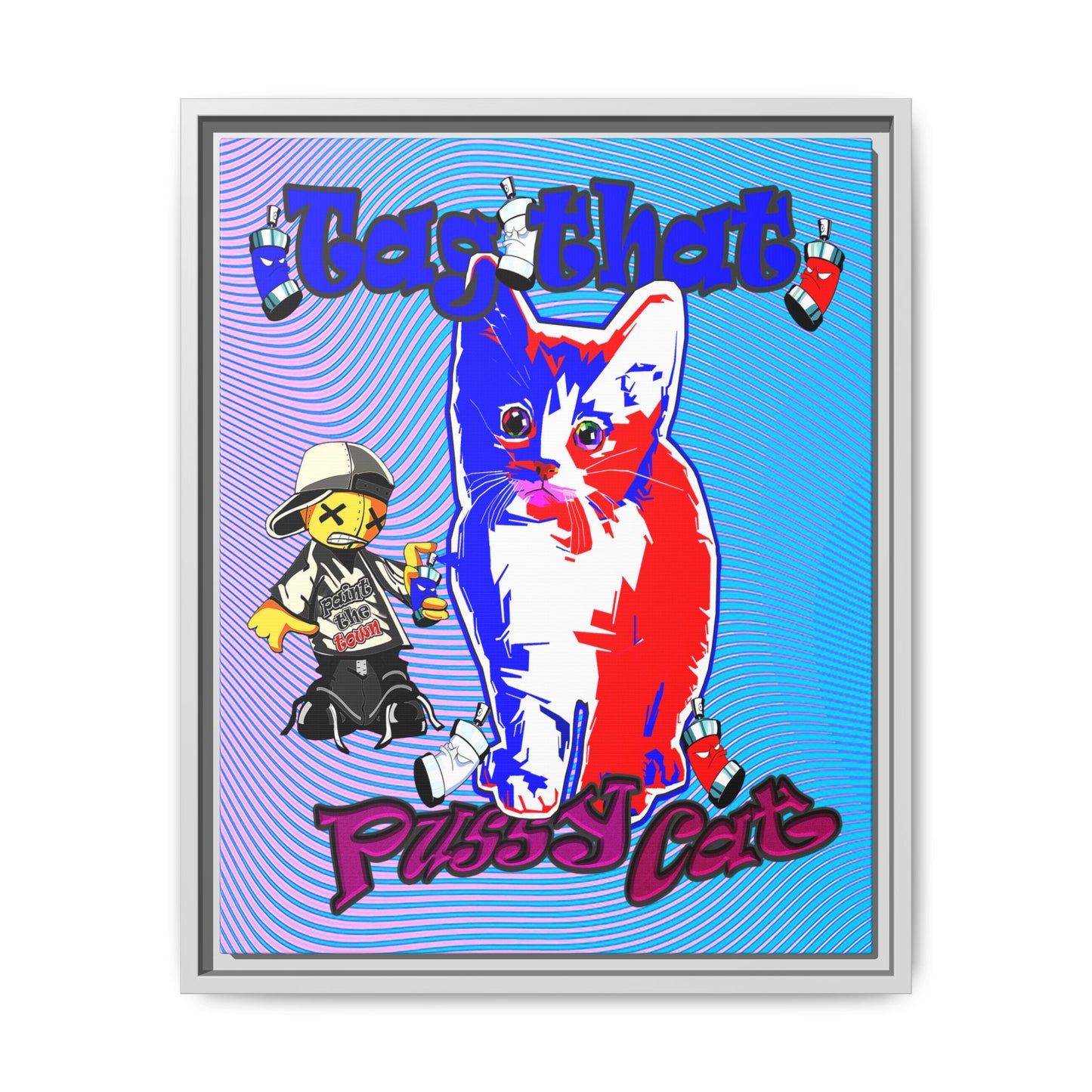 tag that - framed canvas art (light blue-purple wave)