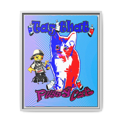 tag that - framed canvas art (light blue-purple wave)