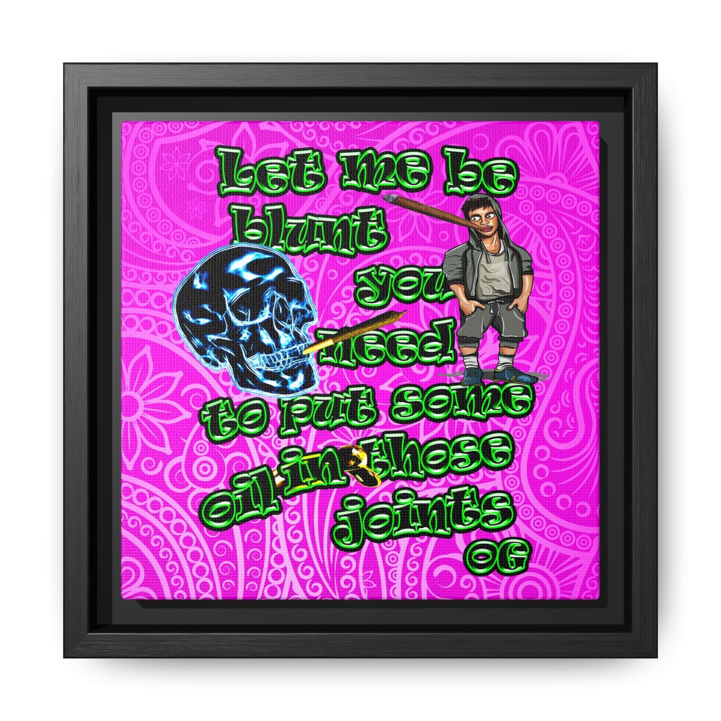 og - framed canvas art (pink swirl)