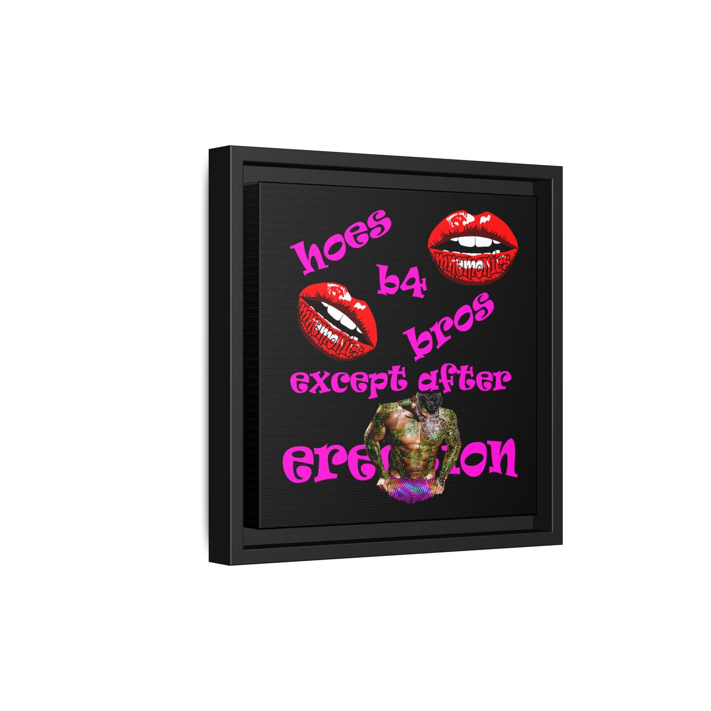 hoes b4 bros - framed canvas art (black)
