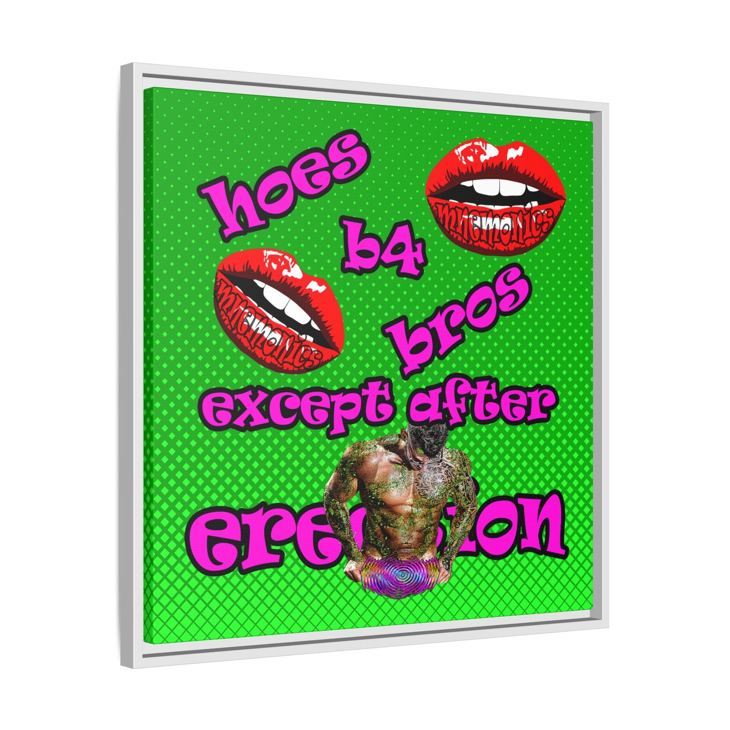 hoes b4 bros - framed canvas art (logo green)