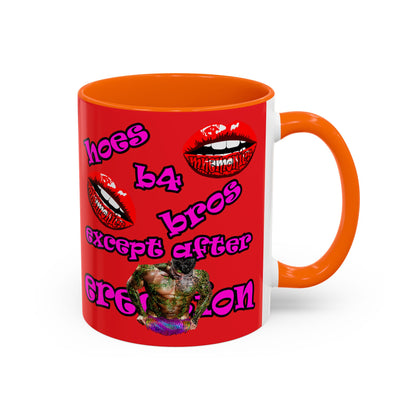 hoes b4 bros - Accent Mug (red)